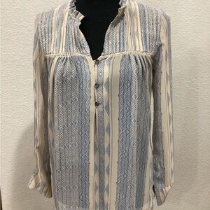 Anthropologie Dolan Blue and White Long Sleeve Buttoned Blouse